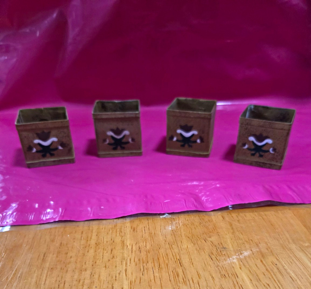 Set of 4 MCM Napkin Rings Squared Made in Philippines